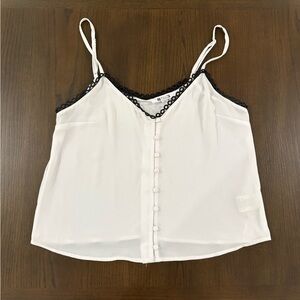 BB Dakota White Cami with Black Lace Trim